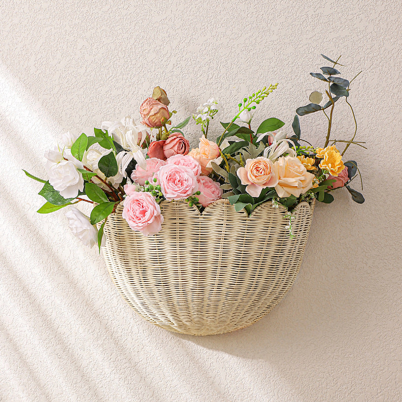 Decorative flower basket made of woven material Kalsten