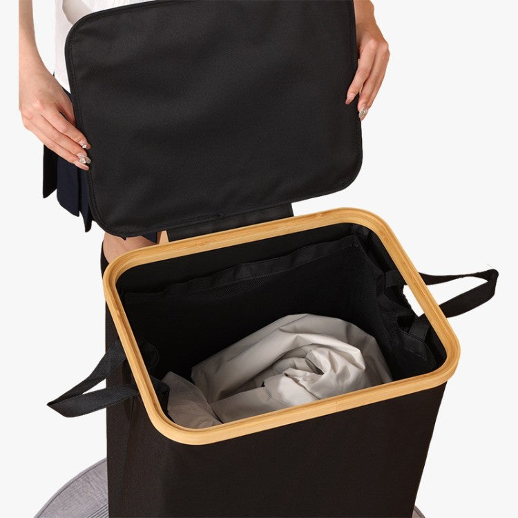 Elegant laundry container with practical lid and carrying system Kalsten