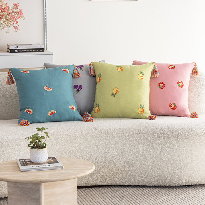 Embroidered Pineapple Accent Pillow