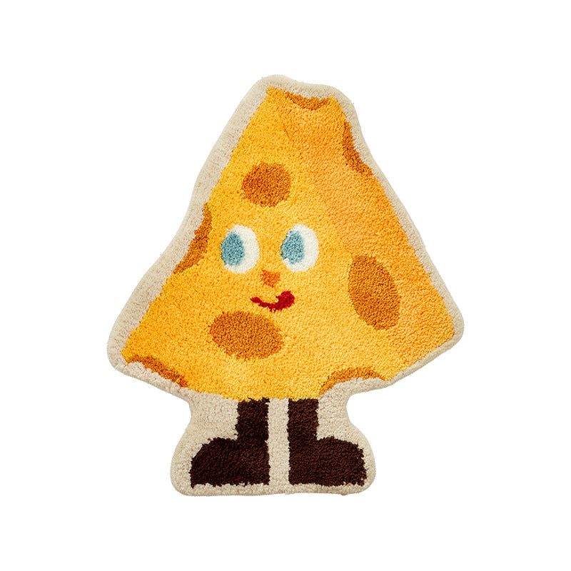 Playful children's rug in cheese shape with tufted chenille surface and non-slip backing Kalsten