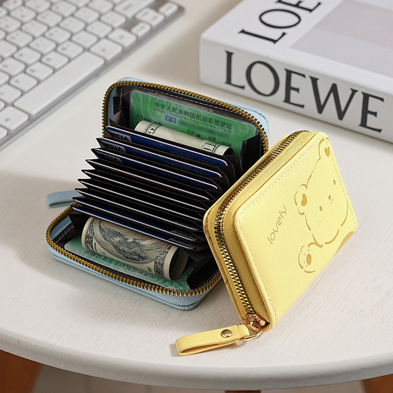 Playful Cartoon Pattern Zippered Wallet
