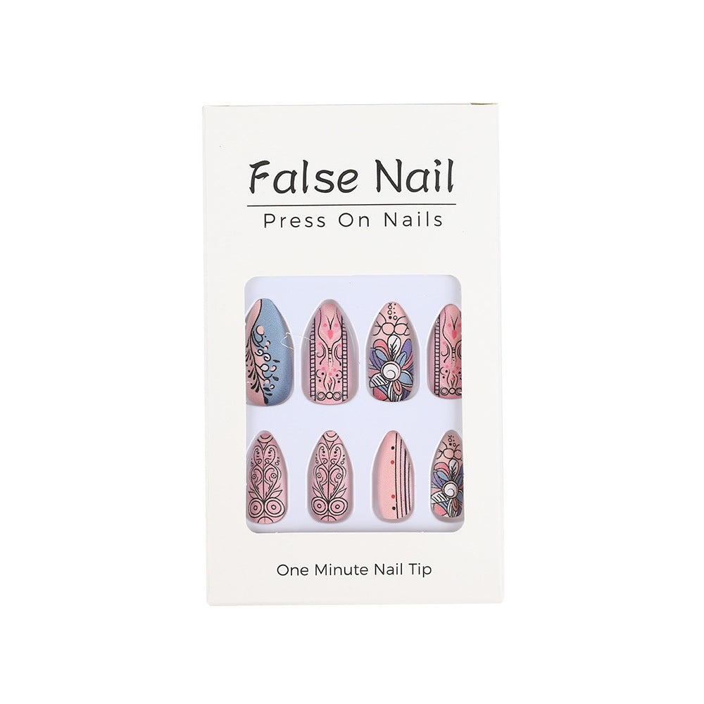 Creative Nail Art Set with Hand-Drawn Patterns Kalsten