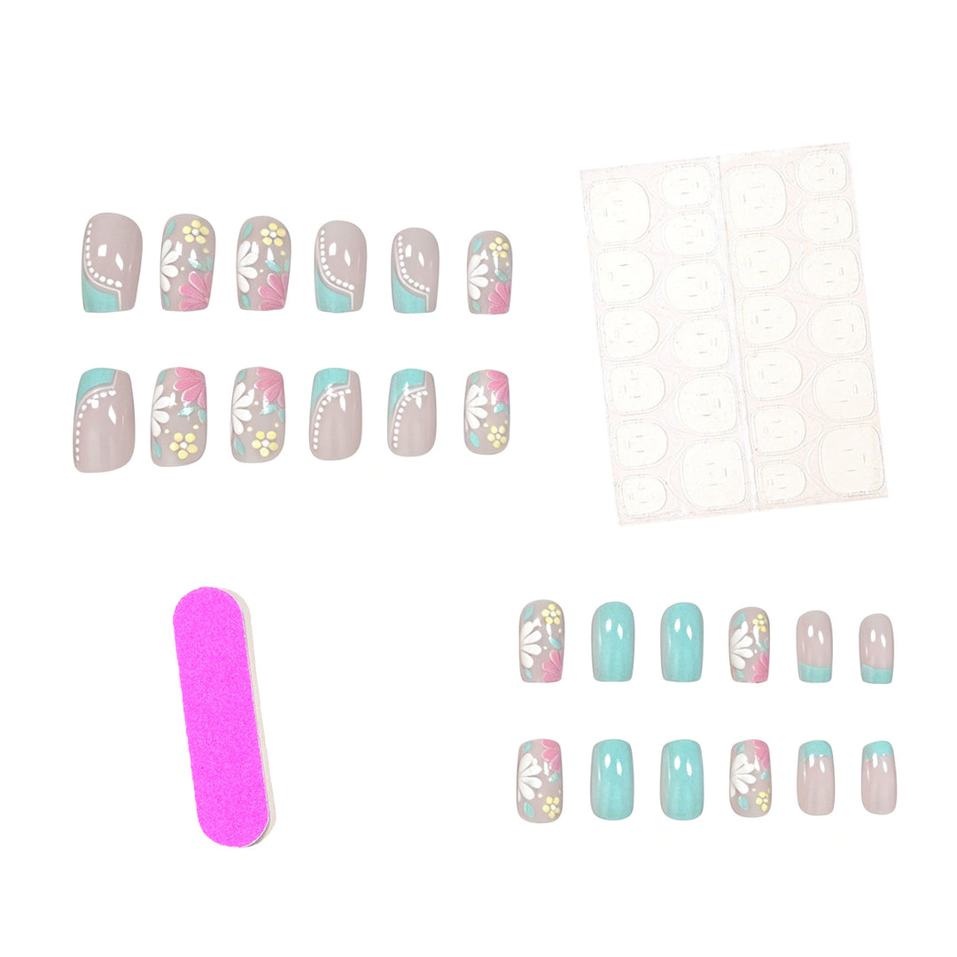 Floral Patterned Acrylic Nail Extensions Kalsten