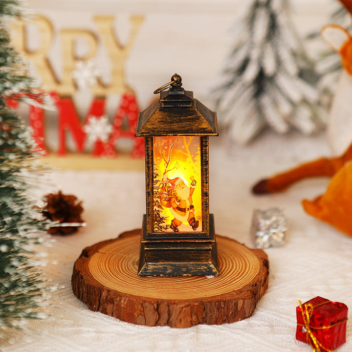 Nostalgic LED Christmas lantern with movable Santa motif Kalsten