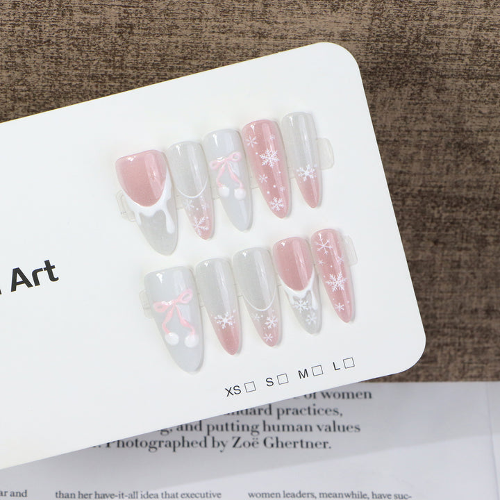 Artistic Press-On Nail Art Set with Seasonal Decor Kalsten