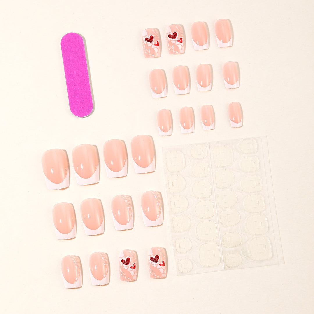 Heart-Embellished Acrylic Nail Art Extensions Kalsten