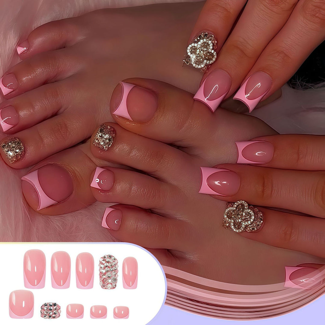Glamorous French Tip Press-On Nail Set Kalsten