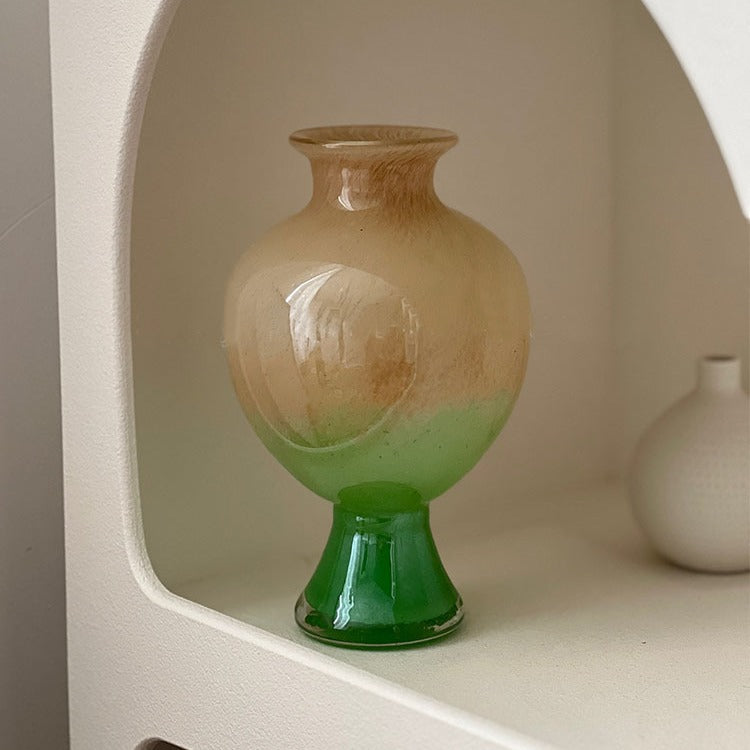 Decorative Handblown Ombre Bulb-on-Pedestal Glass Accent Vase Kalsten