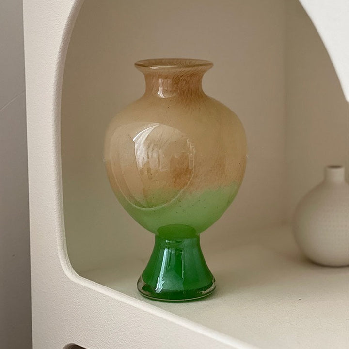 Decorative Handblown Ombre Bulb-on-Pedestal Glass Accent Vase Kalsten