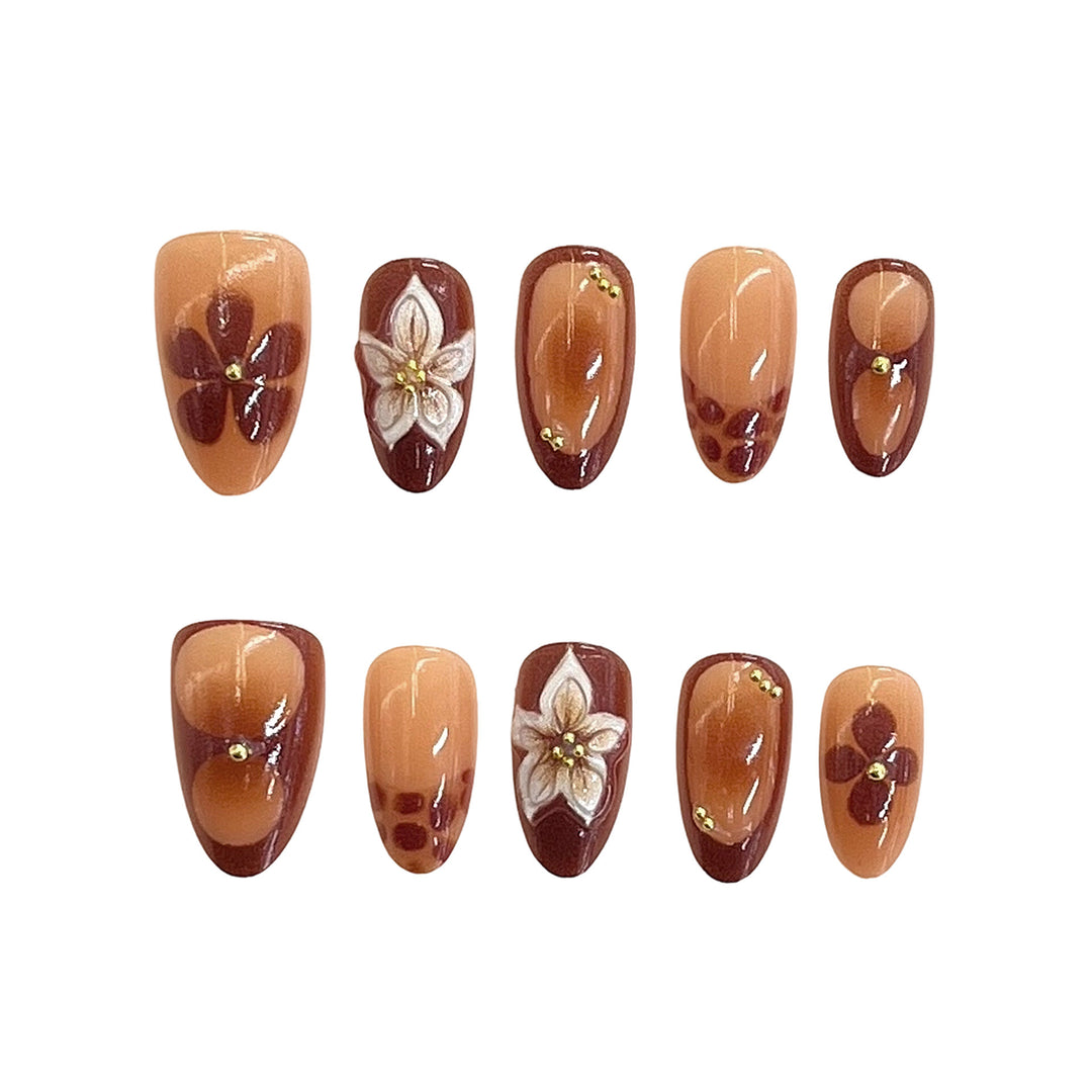 Artistic Floral Accent Press-On Nails Kalsten