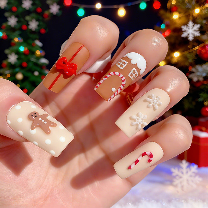 Festive Holiday-Themed Press-On Nail Art Kalsten