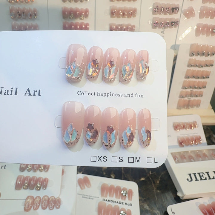 Elegant Crystal-Embellished Press-On Nail Set Kalsten