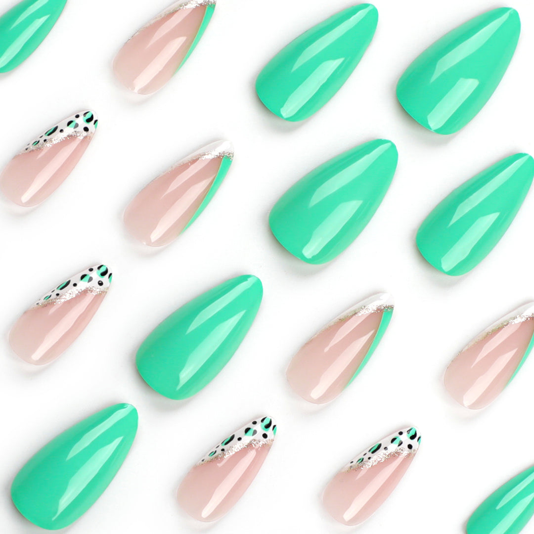 Artistic stiletto nails with glamorous color play Kalsten