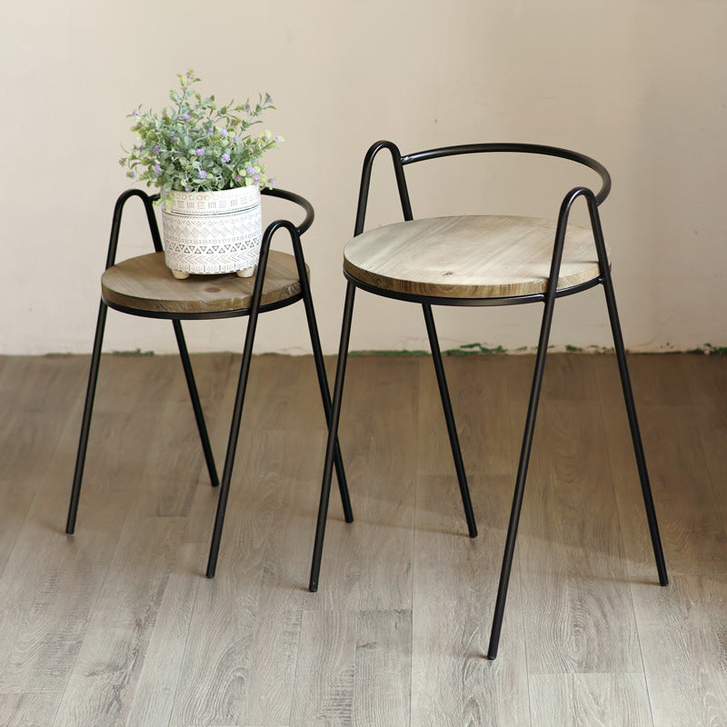 More modern stool with wooden seat Kalsten