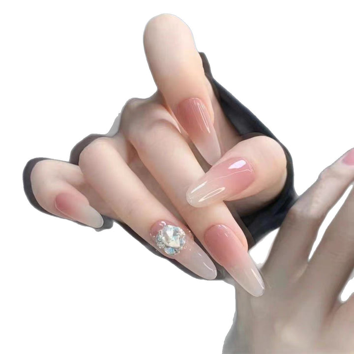 Ombre Stiletto Press-On Nail Design with Crystal Accents Kalsten