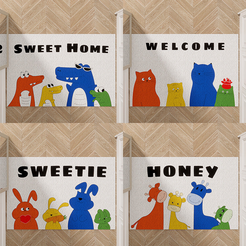 Cartoon Cat-Themed Welcome Mat