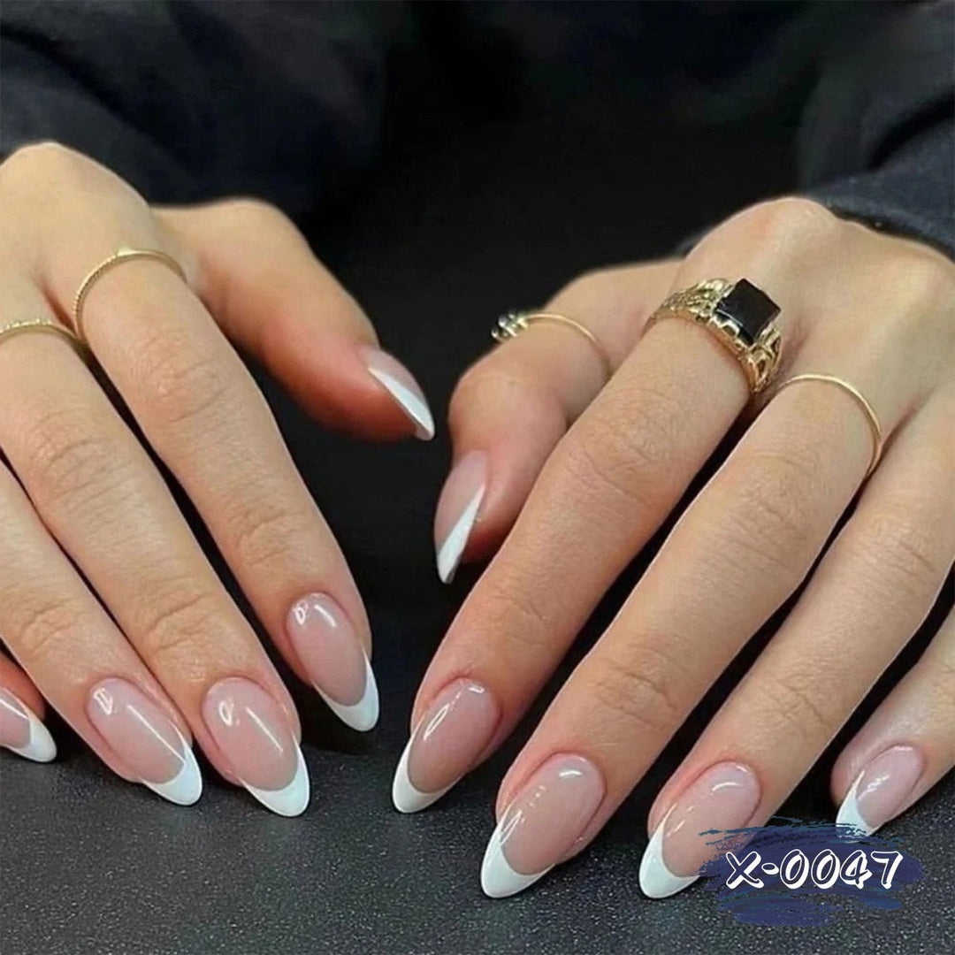 Elegant French Tip Acrylic Nail Art Set  1790958235