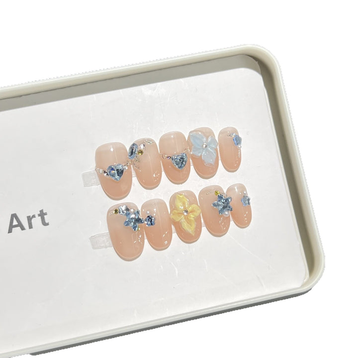 Artistic Floral Press-On Nail Tips Kalsten