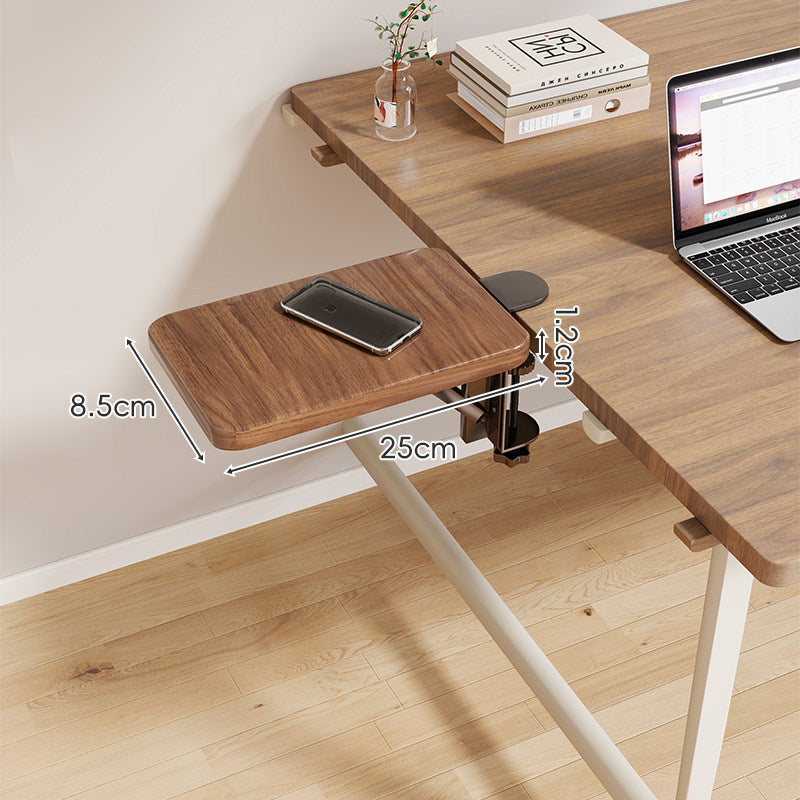 Clamp-On Adjustable Wooden Desk Side Shelf Extension with Foldable Bracket