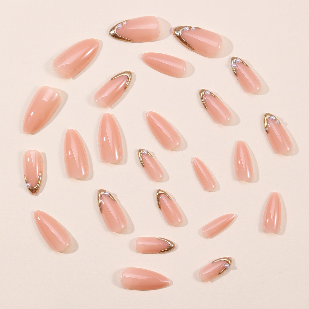 Elegant Stiletto Nail Art Extensions with Pearl Accents Kalsten
