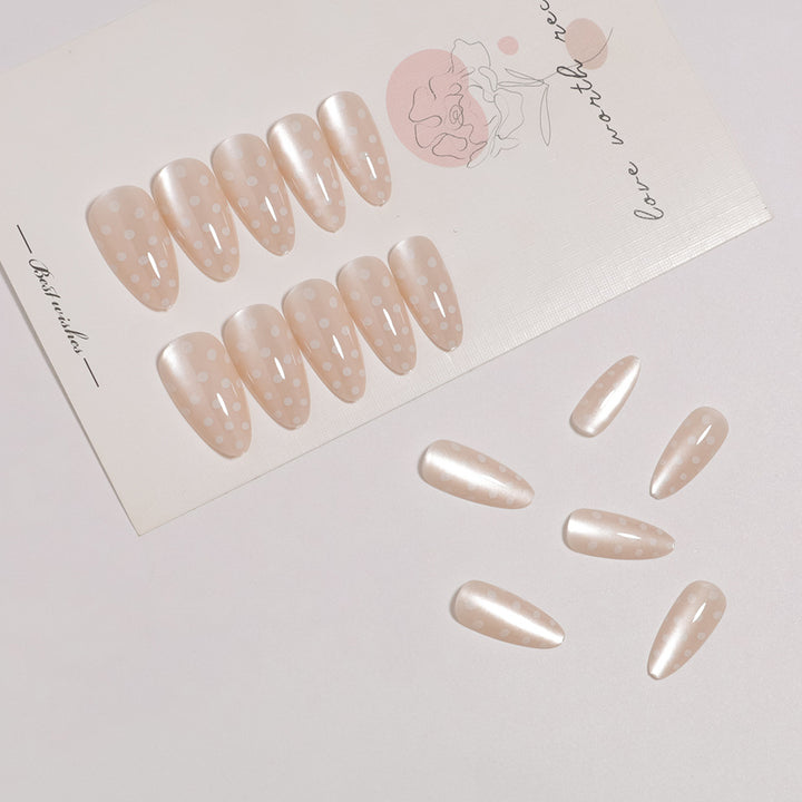 Artistic Press-On Nail Set with Polka Dot Design Kalsten 1787225399