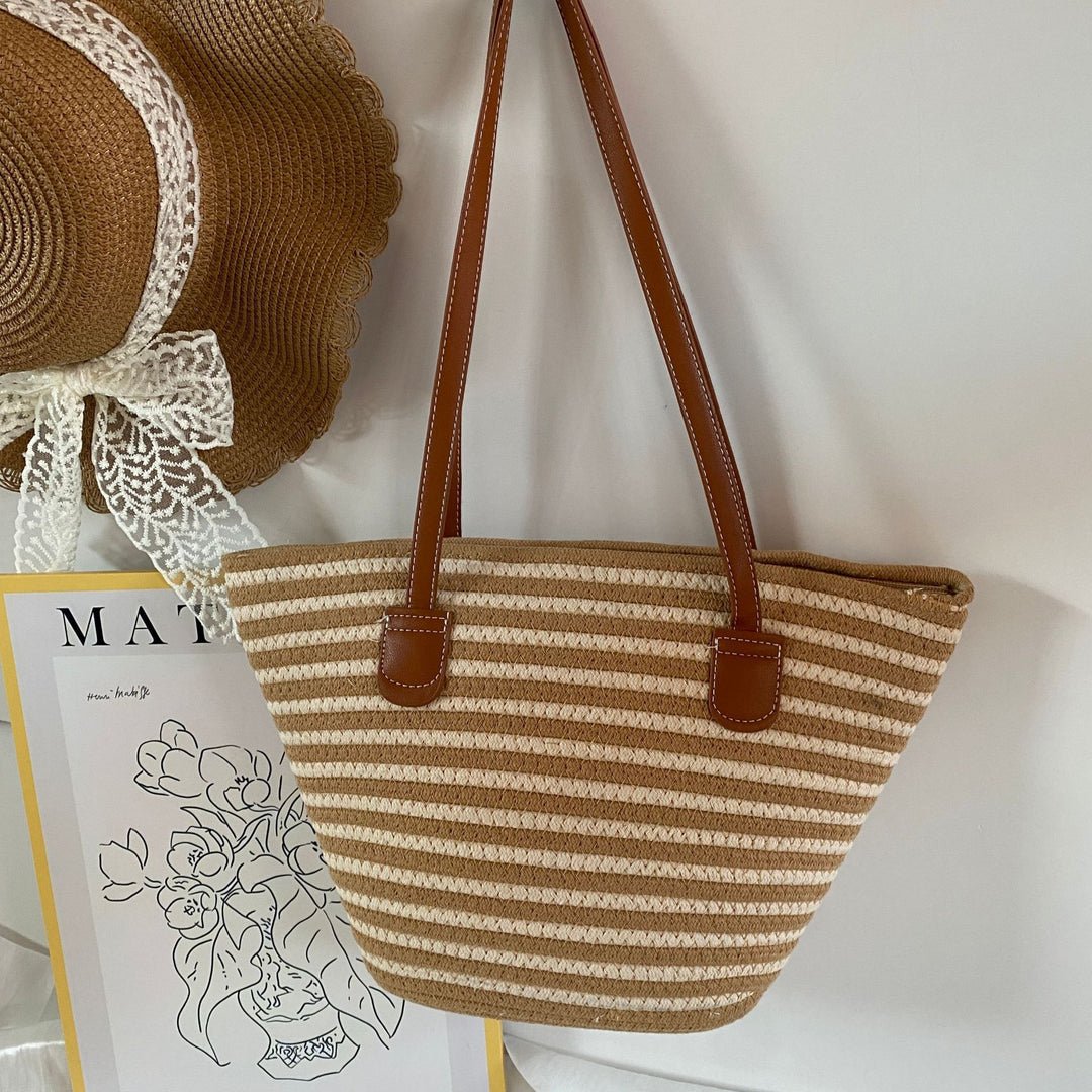Elegant Woven Bag with Leather Handles Kalsten
