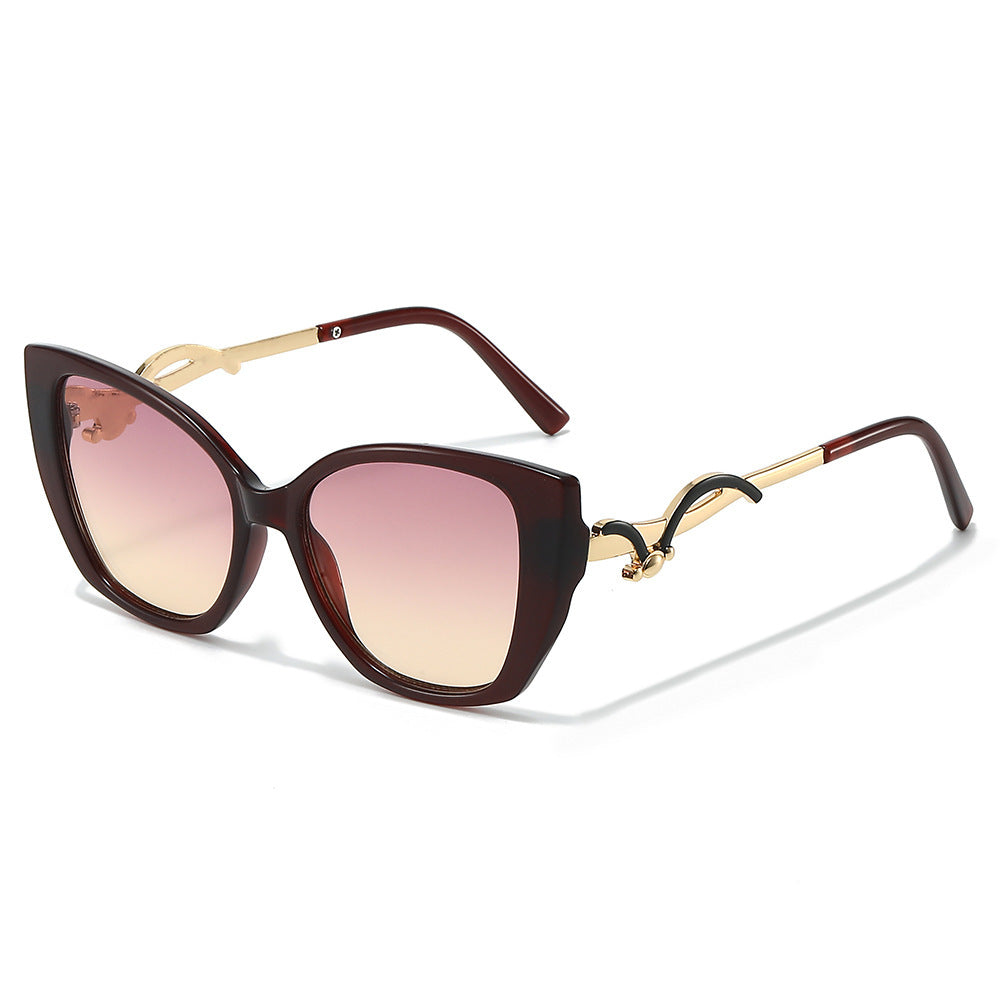 Oversized Geometric Cat-Eye Sunglasses with Gold Accents Kalsten