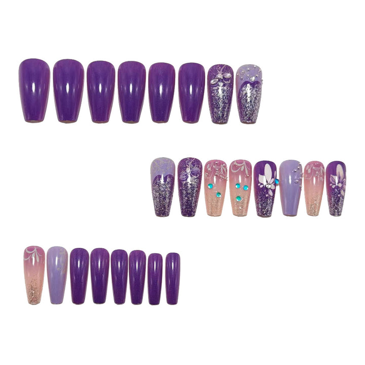 Artificial nails with floral glitter design Kalsten