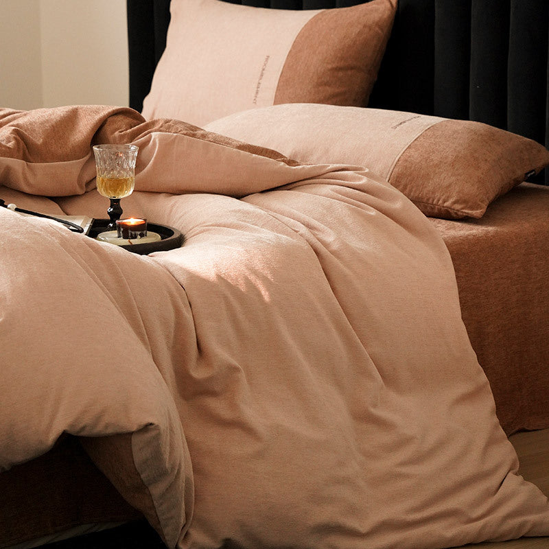 High-quality reversible duvet cover set made of cotton blend with velvet finish and concealed zipper