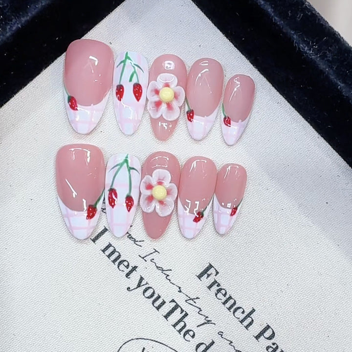 Cherry Blossom-Themed Artistic Press-On Nails Kalsten