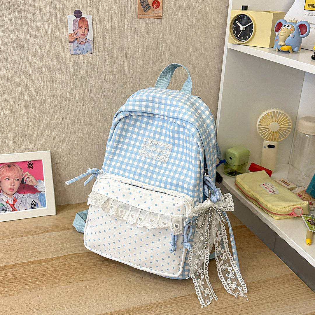 Stylish Gingham Patterned Backpack Kalsten