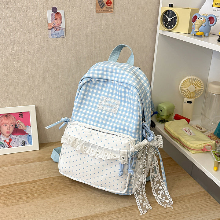 Stylish Gingham Patterned Backpack Kalsten