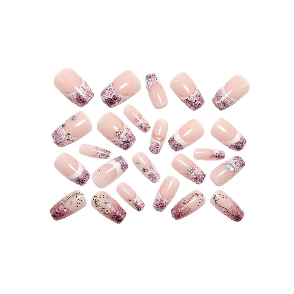Glittering artificial nails with elegant tip and sparkling accents Kalsten