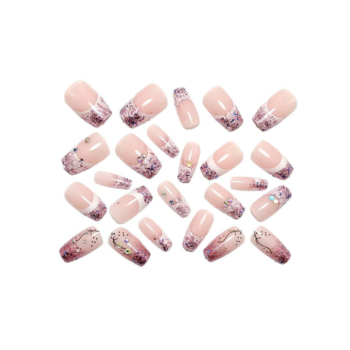 Glittering artificial nails with elegant tip and sparkling accents Kalsten