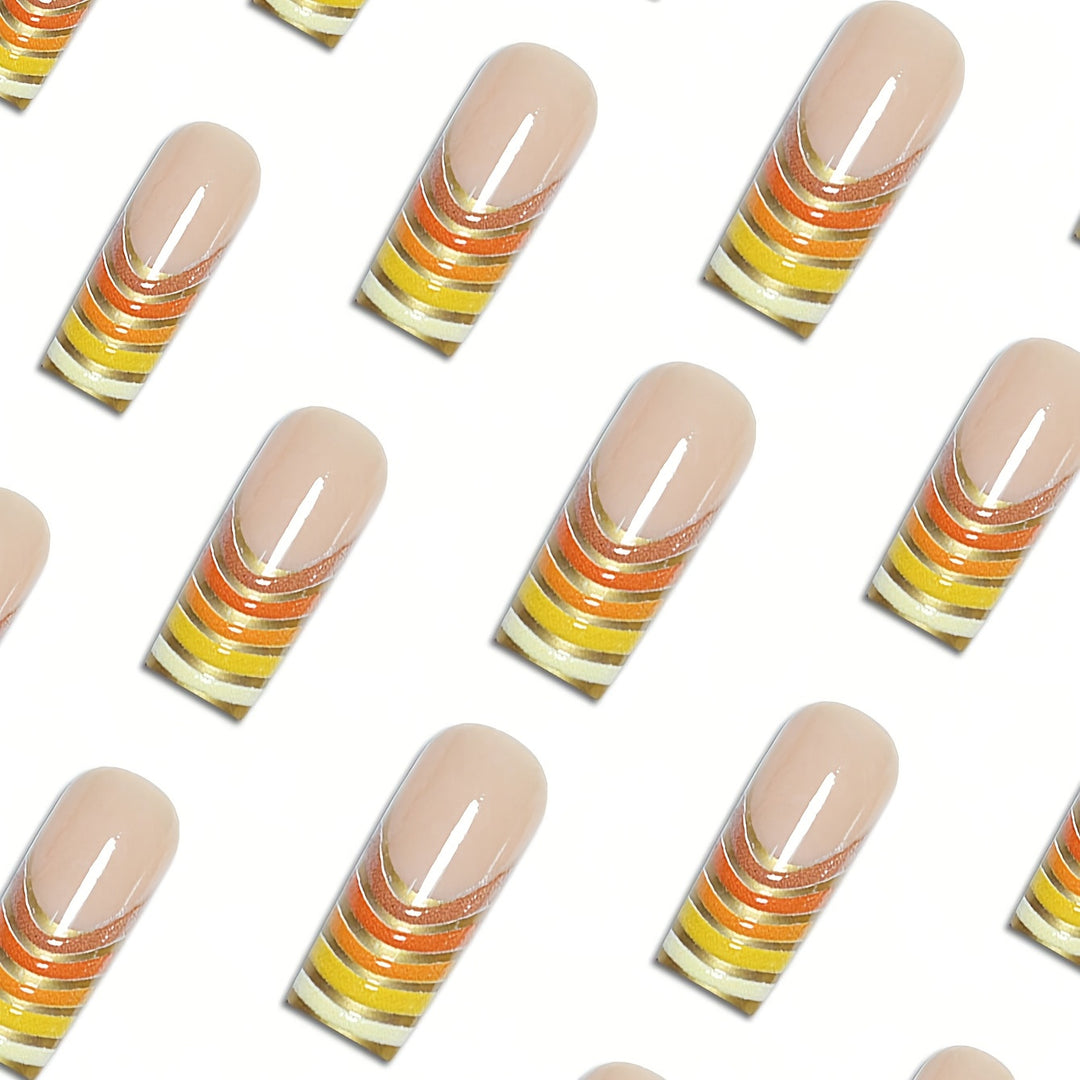 Striped Acrylic Nail Extensions Kalsten