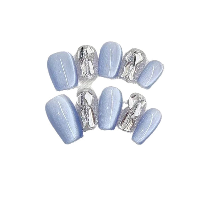 Artistic Press-On Nail Set with Metallic Accents Kalsten