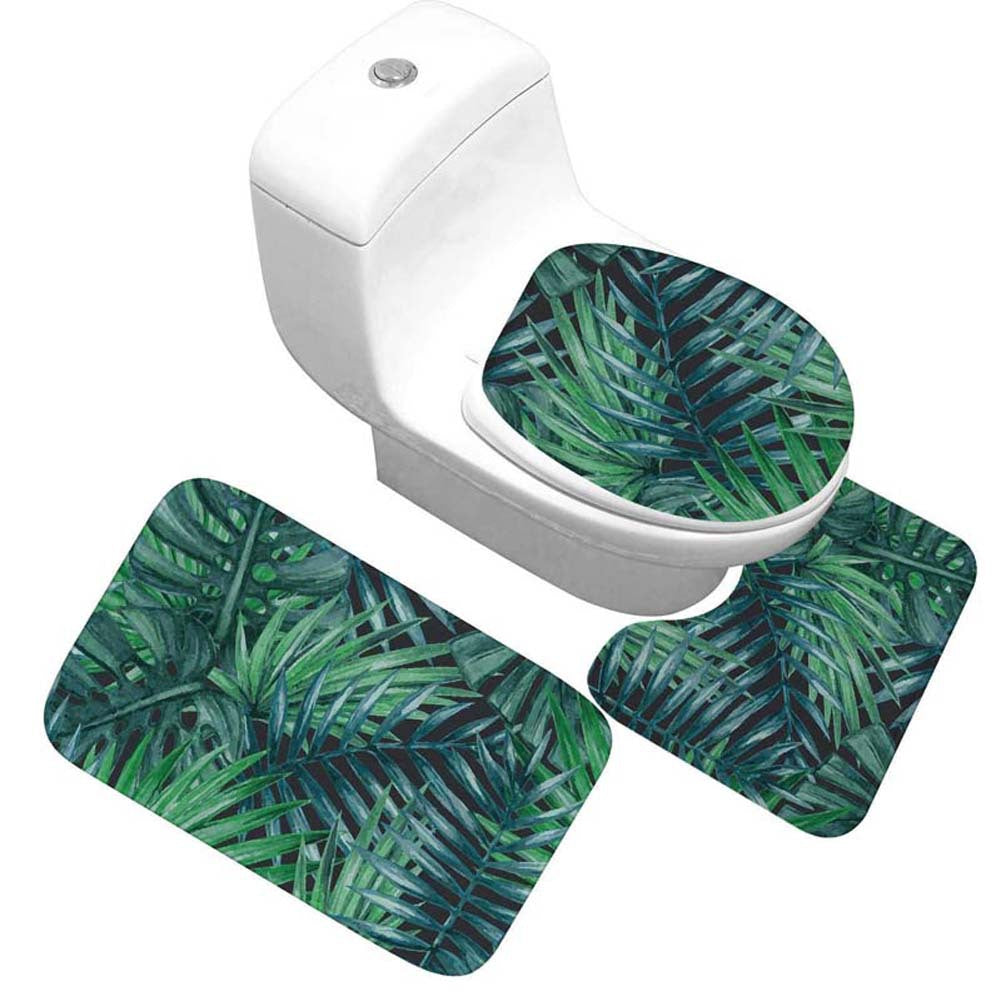 Floral Design Toilet Mat Set