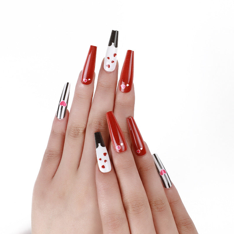 Artificail nails with creative heart design Kalsten
