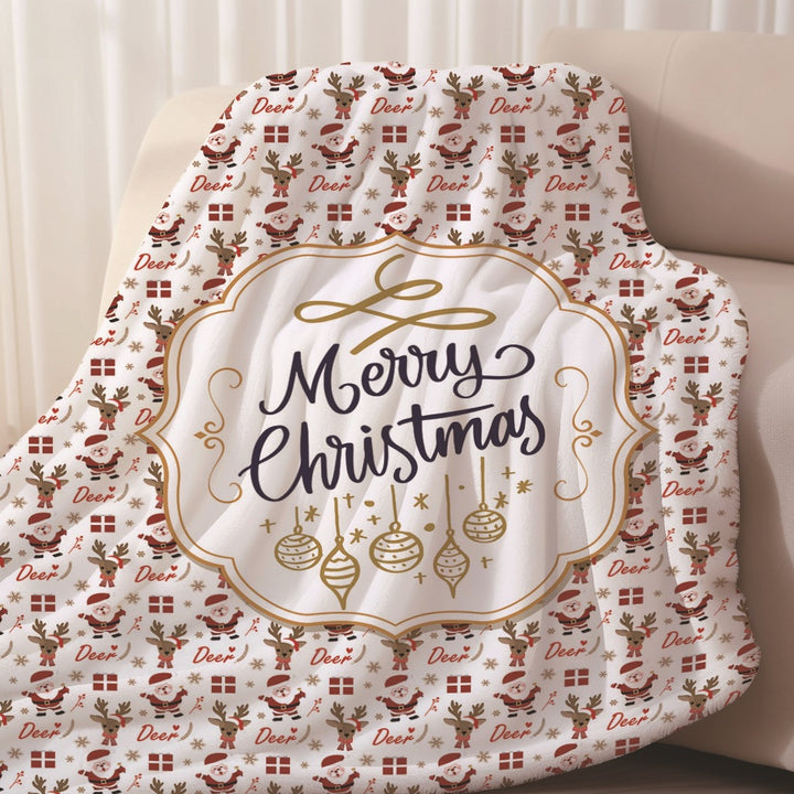 Festive Holiday-Themed Fleece Throw Blanket