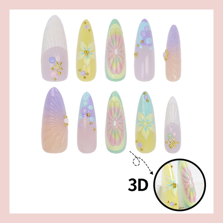 Artificial nail set with creative flower and glitter details Kalsten