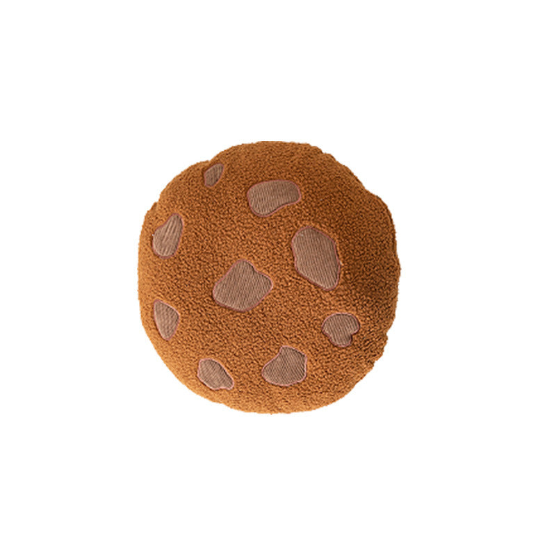 Round cuddle seat cushion with teddy fleece and abstract patch appliqués Kalsten