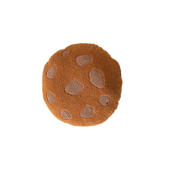 Round cuddle seat cushion with teddy fleece and abstract patch appliqués Kalsten
