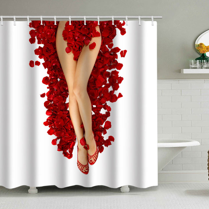 Romantic Floral Swan Shower Curtain Kalsten