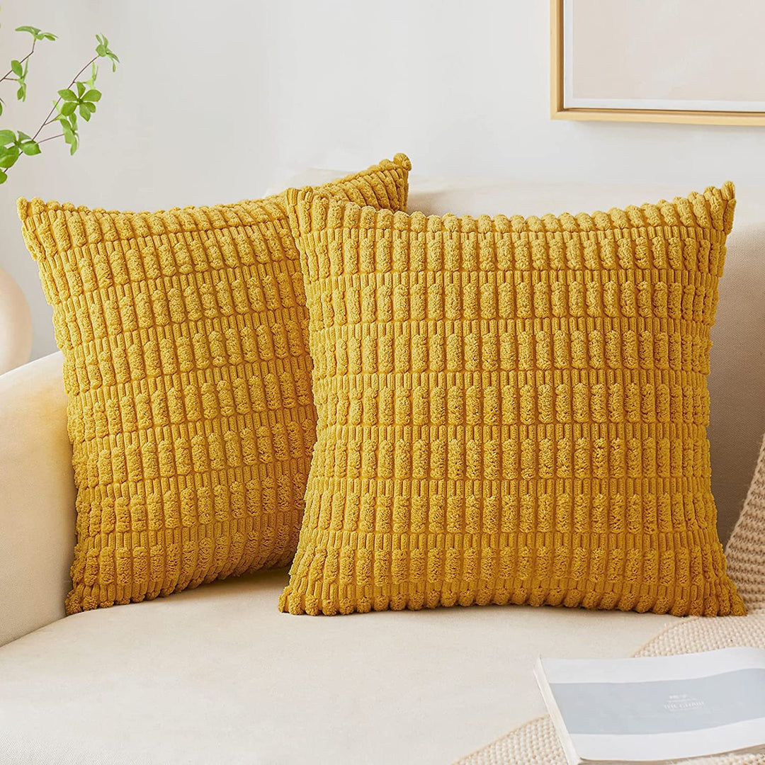 Textured Chenille Square Throw Pillow Cover with Hidden Zipper