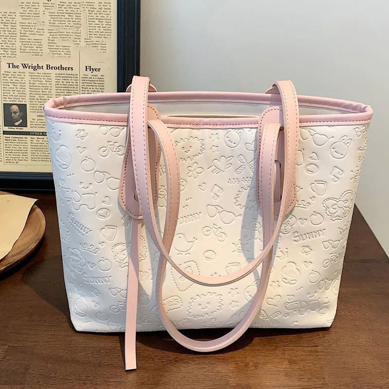 Embossed Pattern Shoulder Tote Kalsten
