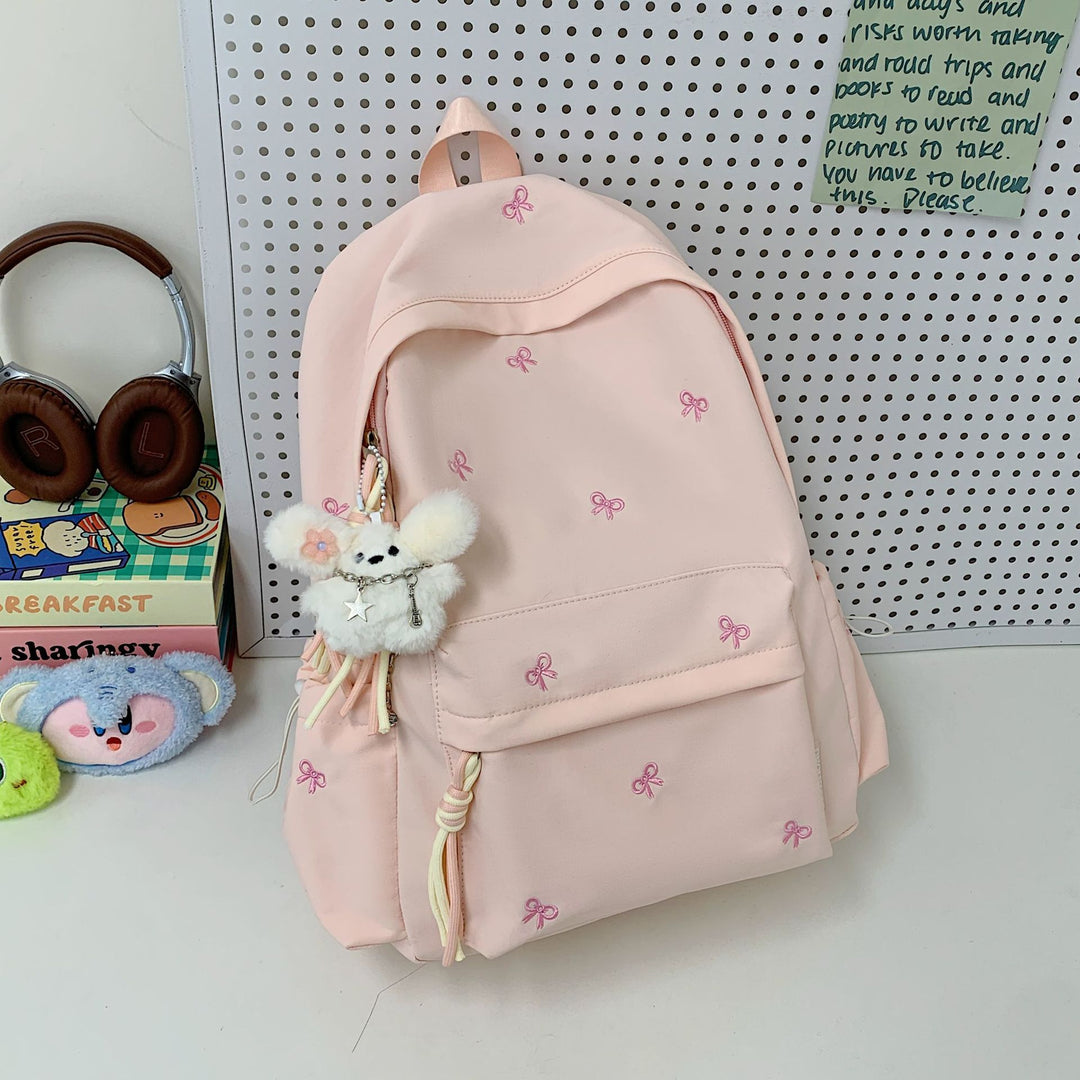 Backpack with Charming Bow Design and Practical Compartments Kalsten