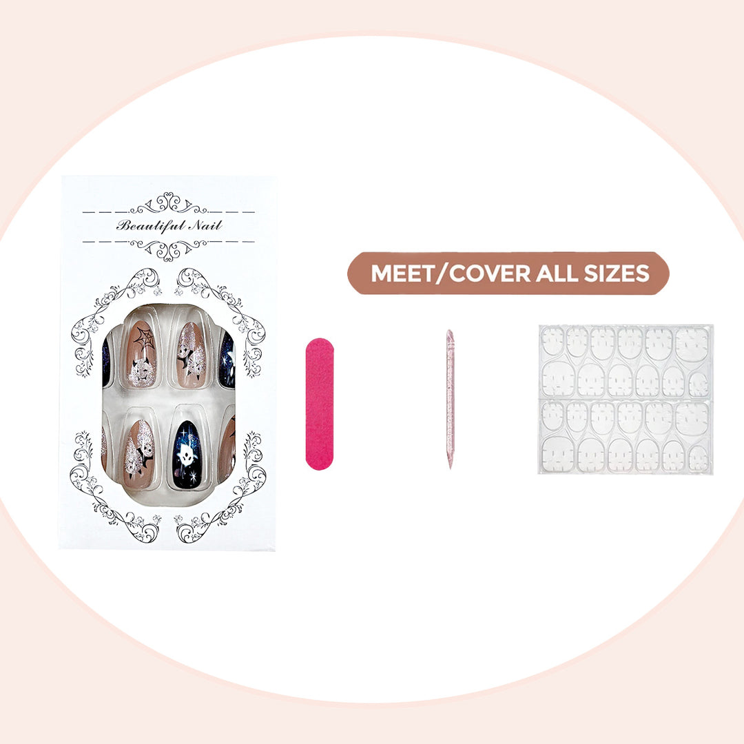 Decorative Press-On Nail Set with Artful Designs Kalsten