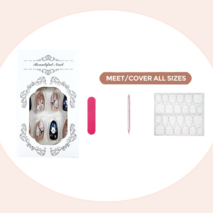 Decorative Press-On Nail Set with Artful Designs Kalsten