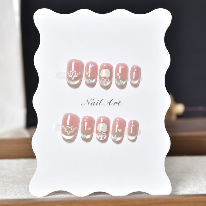 Whimsical Character Designed Press-On Nail Art Kalsten