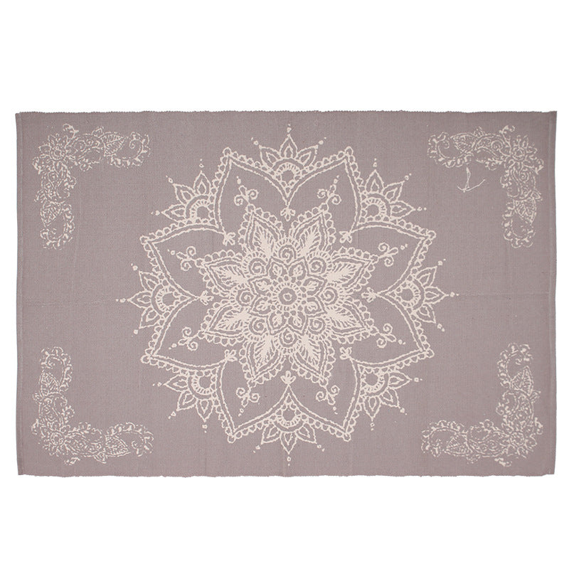 Flat woven washable table runner made of easy-care cotton-polyester blend with Moroccan ornament pattern